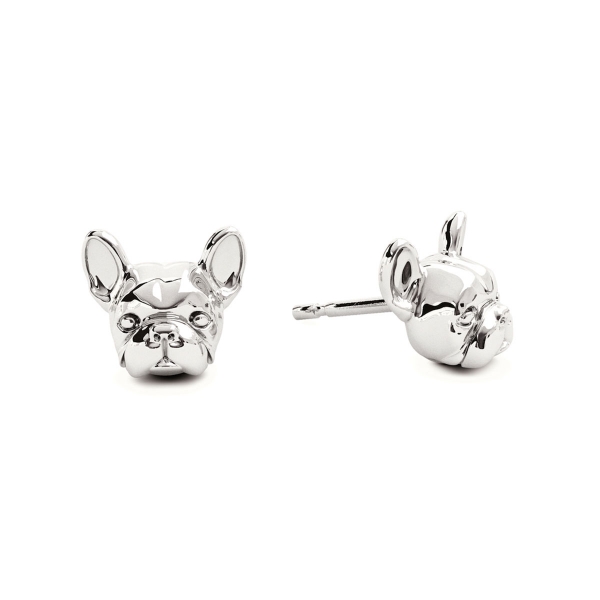 A pair of French Bulldog Silver Stud Earrings